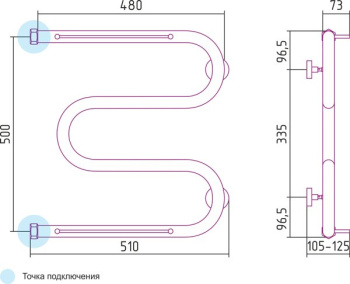 Полотенцесушитель водяной Сунержа М-обр. 2П 500х500 Н. Г. 1" 00-0008-5050