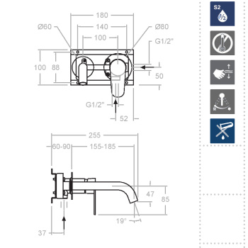 Смеситель для раковины Ramonsoler Alexia встраиваемый никель 362101NC