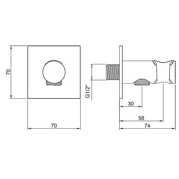 Вывод из стены с держателем для душевой лейки Almar, черный глянцевый pvd E095039.DB