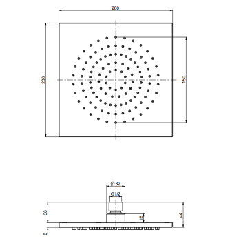 Верхний душ Fima Carlo Frattini Spillo Steel 200x200, квадратный, INOX F2949/2INOX