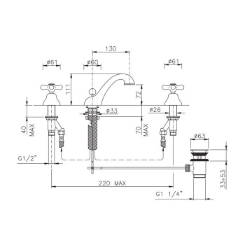 Смеситель для раковины Nicolazzi Nuova Brenta 2508GB золото