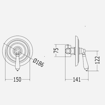 Термостат встраиваемый Devon&Devon с ручкой белой хром HUF94CR