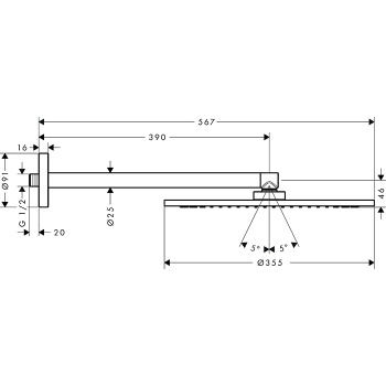 Axor ShowerSolutions Верхний душ &Oslash; 35см, настенный, цвет: шлифованный черный хром 26034340