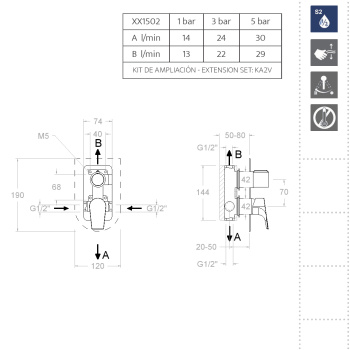 Смеситель для душа Ramonsoler Urban Chic встраиваемый на 2 выхода золото 211502SOC