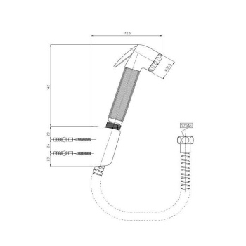 Bossini Nikita Brass Гигиенический душ с держателем и шлангом 125см., цвет: хром C04045B.030