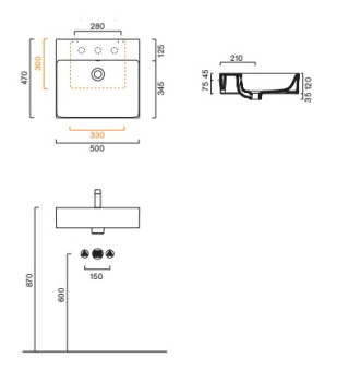 Раковина 50×47 Catalano Premium с 1 отверстием Nero satinato 0220501022