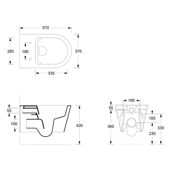 Унитаз подвесной Alice Hide Round 31170108SET с сиденьем и крышкой, с набором для крепления, чёрный матовый