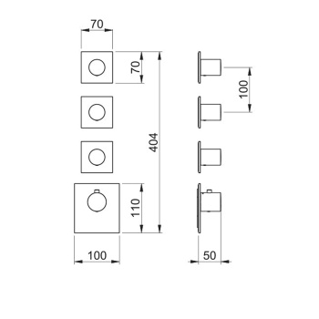 Внешняя часть термостатического смесителя Almar с 3-мя запорными вентилями, хром E180083.CR
