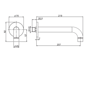 Излив для настенного монтажа Fima Carlo Frattini Wellness длина 207, чёрный матовый F2929NS