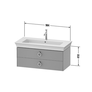 DURAVIT WHITE TULIP Тумба под раковину 984x458х410 мм., подвесная, 2 ящика, цвет темно-серый глянцевый