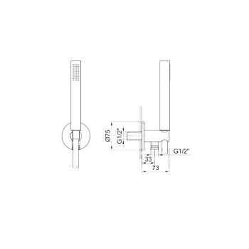 Душевой набор Fantini Al/23 вывод воды 1/2", шланг 150 см, ручная лейка FIT, держатель для лейки, хром 81 02 8062