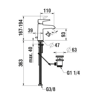 Смеситель для раковины Laufen Val HF901701100000 хром