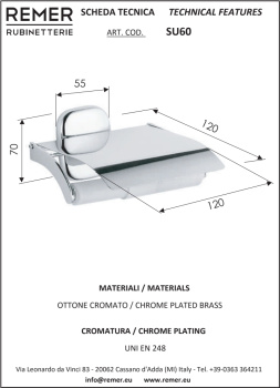 Держатель туалетной бумаги Remer Suite хром (CR) SU60CR