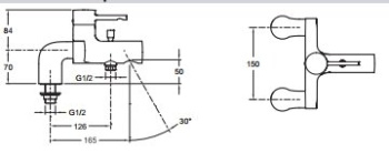 Смеситель для ванны Jacob Delafon Cuff E37043-CP