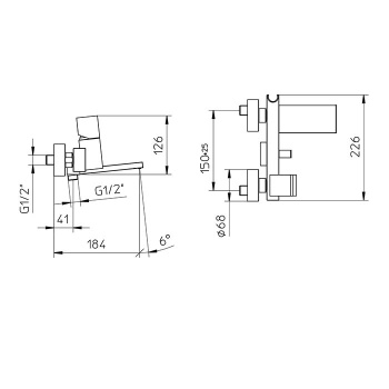 Bossini Cube Смеситель наружный с девиатором, держатель для душевой лейки  с гибким соединением 1/2”, цвет: никель шлифованный Z004101.094