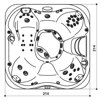 Минибассейн Jacuzzi J355 отдельност.Platinum (65), внешняя панель BRUSHED GRAY, каскад, посветка,нагреватель, массажный подголовник 1шт,без крышки, ZC12ZU0EW40