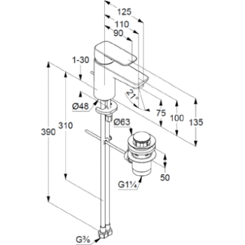 Смеситель для раковины Kludi Pure&style 403820575 хром