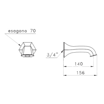 Настенный излив для ванны Stella Eccelsa 0/250, золото 24К EC 09000 AU00