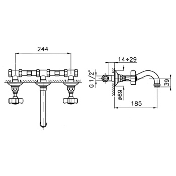 Смеситель настенный для раковины Nicolazzi Petit Mont Blanc 2 1477CR78 хром