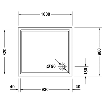 Duravit Starck Slimline Поддон акриловый 1000x900х50mm, d 90, с антислипом, цвет белый