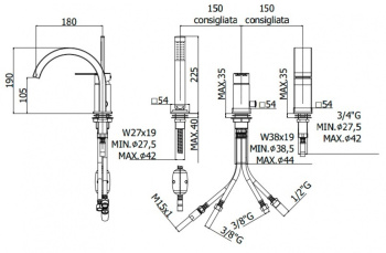 Смеситель на борт ванны Paffoni Ringo RIN040LNO