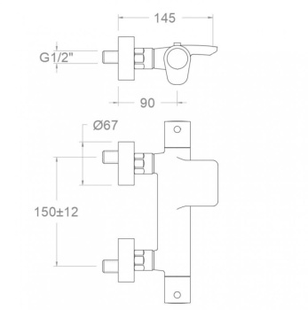 Смеситель термостатический Ramonsoler Alexia для ванны с каскадным изливом графит 363901SGR