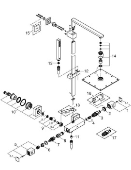 Душевая система с термостатом для настенного монтажа, GROHE Euphoria Cube System 230, хром, 26087000