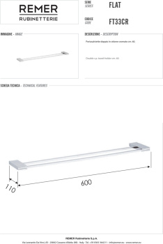 Полотенцедержатель Remer Flat хром (CR) FT33CR