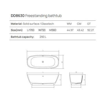 Ванна из искусственного камня Dea Design Soul 170x72 DD8630 1700 18