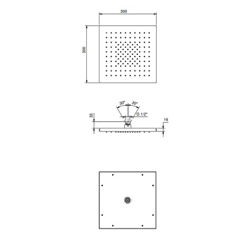 Верхний душ многофункциональный Fantini Mint 30х30 см. Матовая натуральная сталь 79 93 K053