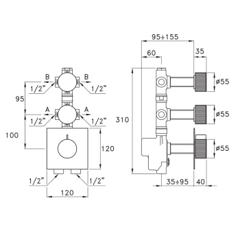 Внешняя часть встраиваемого смесителя Stella Sirius SR 06013 PV02 никель