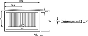 Душевой поддон 120x70 Jacob Delafon Kyreo EN113-00 слив 90 мм, белый