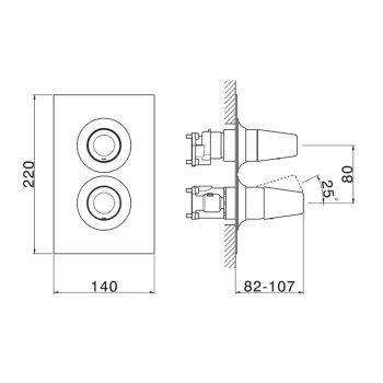 Смеситель встраиваемый для душа Cisal Vita на 3 выхода, хром VI0BM03021