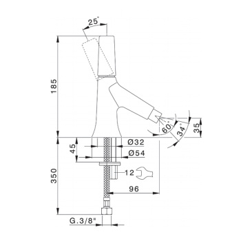 Смеситель для биде Cisal Vita однорычажный, 1 отверстие без донного клапана, хром VI00056421