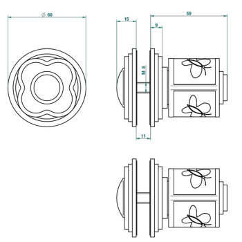 Ручка дверная одинарная THG Capucine Mauve Decor Or A7D-F01-639V полированное золото