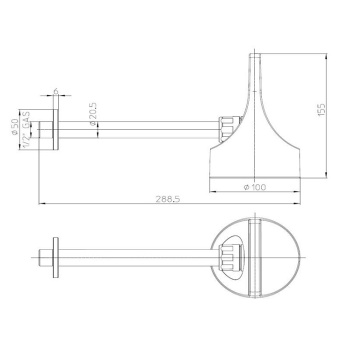 Bossini Apice Верхний душ Ø100 мм., с настенным держателем 238,5 мм., цвет: белый матовый HH1
