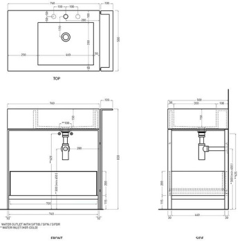 Раковина накладная Cielo I Narcisi NALAMSXSF PM 76 см левая серый