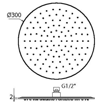 Верхний душ Plumberia Selection d.300 из нерж.стали,встроенный клапан безопасности, поворот.крепление, антикальций, 2, черн.матов., SAT3178NO