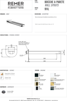 Излив настенный Remer Infinity 23см хром (CR) 91IL