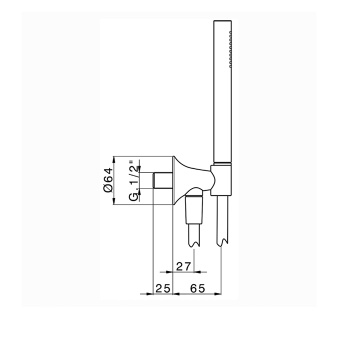 Душевой комплект с ручным душем Cisal Vita держателем с подводом воды и шлангом 1500 мм., черный матовый VI00303340
