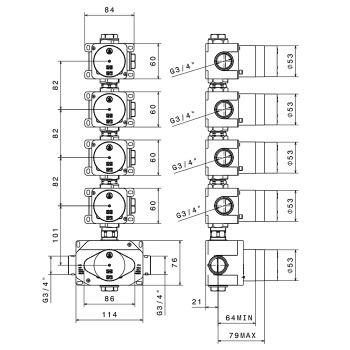 Встраиваемая часть для душа Newform 3/4 на 4 источника, 27878.00.000