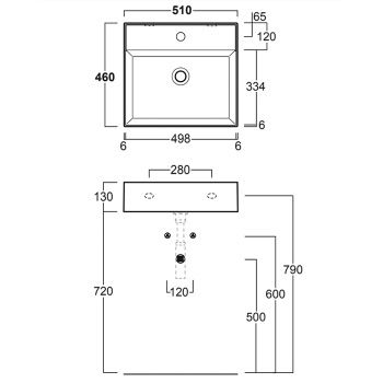 Раковина подвесная AG51 nero matt*1 51см черный