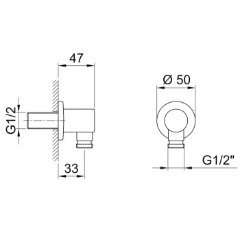 Шланговое подсоединение Fantini Milano отделка Матовая натуральная сталь 91 93 7034