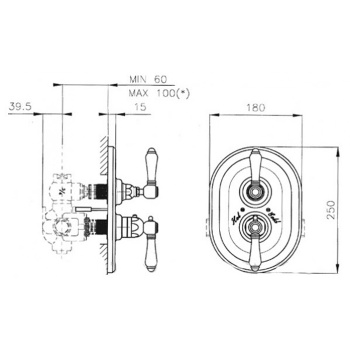 Смеситель для душа Nicolazzi Petit Mont Blanc Внешняя часть термостата на 3/4 4909BZ78