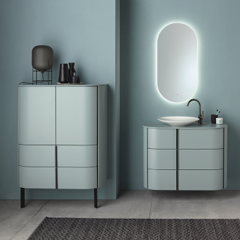 Burgbad Lavo 2.0 Комплект подвесной мебели, 101х49х73см., с зеркалом LED подсветка по периметру, цвет: Eisblau Softmatt SFZZ101/L G0227 F5046