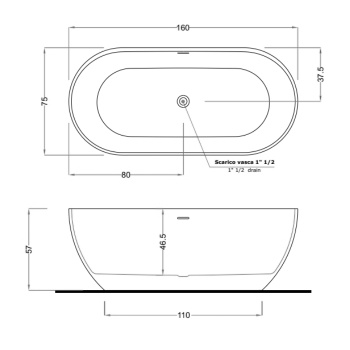 Акриловая ванна Gruppo Treesse Clivia 160x75 V447BO
