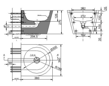 Раковина настенная полукруглая с антивандальными креплениями Nofer 13036.P.S