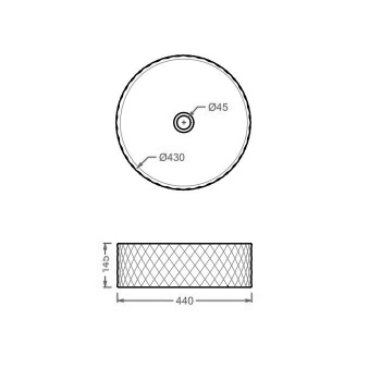 Раковина накладная Artceram Rombo 44, без отв., denim OSL009 37 00