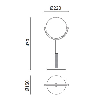 Зеркало косметическое Oasis Defile 220х150х430 настольное, увеличительное, золото 0AGD029OR