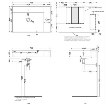 Раковина подвесная Cielo Enjoy EJLA70SF PL 70 см голубой
